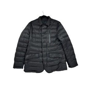 Tahari Down Puffer Jacket M Womens Black Quilted Coat Preppy Minimalist Luxury